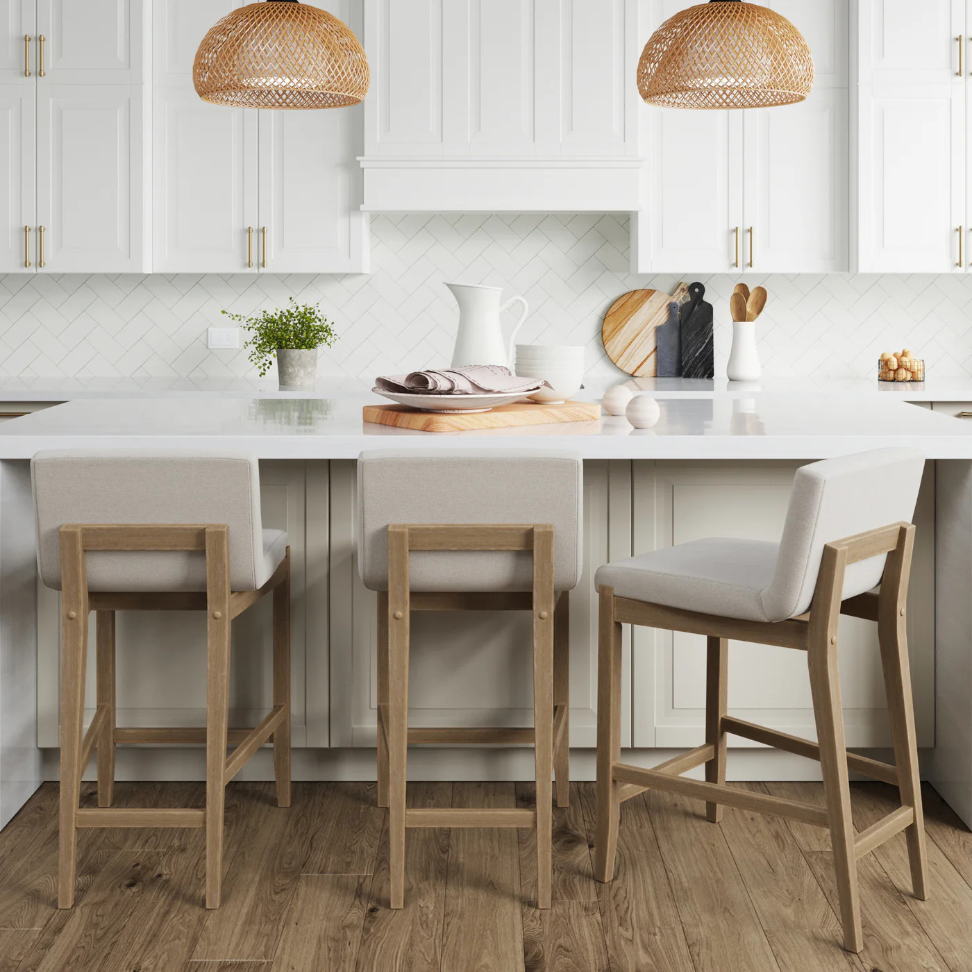 Wood Counter Stools Light Brown (Set of 3) | Nathan James