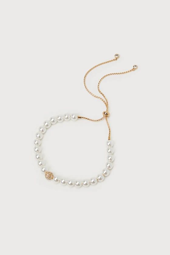 Gleaming Perfection 18KT Gold Pearl Rhinestone Bracelet | Lulus (US)