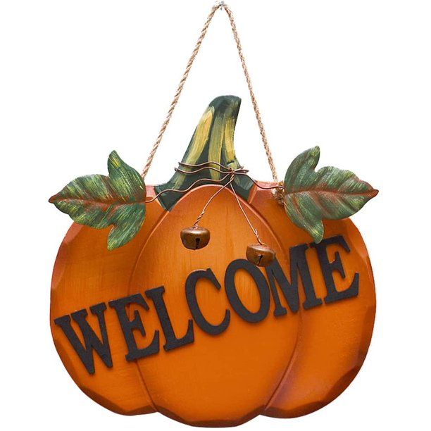 Decorative Welcome Pumpkin Sign Wood Wall Décor Autumn Fall Harvest Halloween Thanksgiving Count... | Walmart (US)