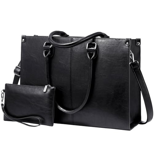LOVEVOOK Laptop Tote Bag for Women, 15.6 Inch Professional Work Bag with Matching Clutch, Waterproof Vintage Leather Computer Tote for Office, Business Travel & Daily Use, Gift for Women | Amazon (US)