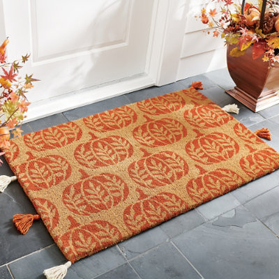 Peyton Pumpkin Coir Door Mat - Grandin Road | Grandin Road