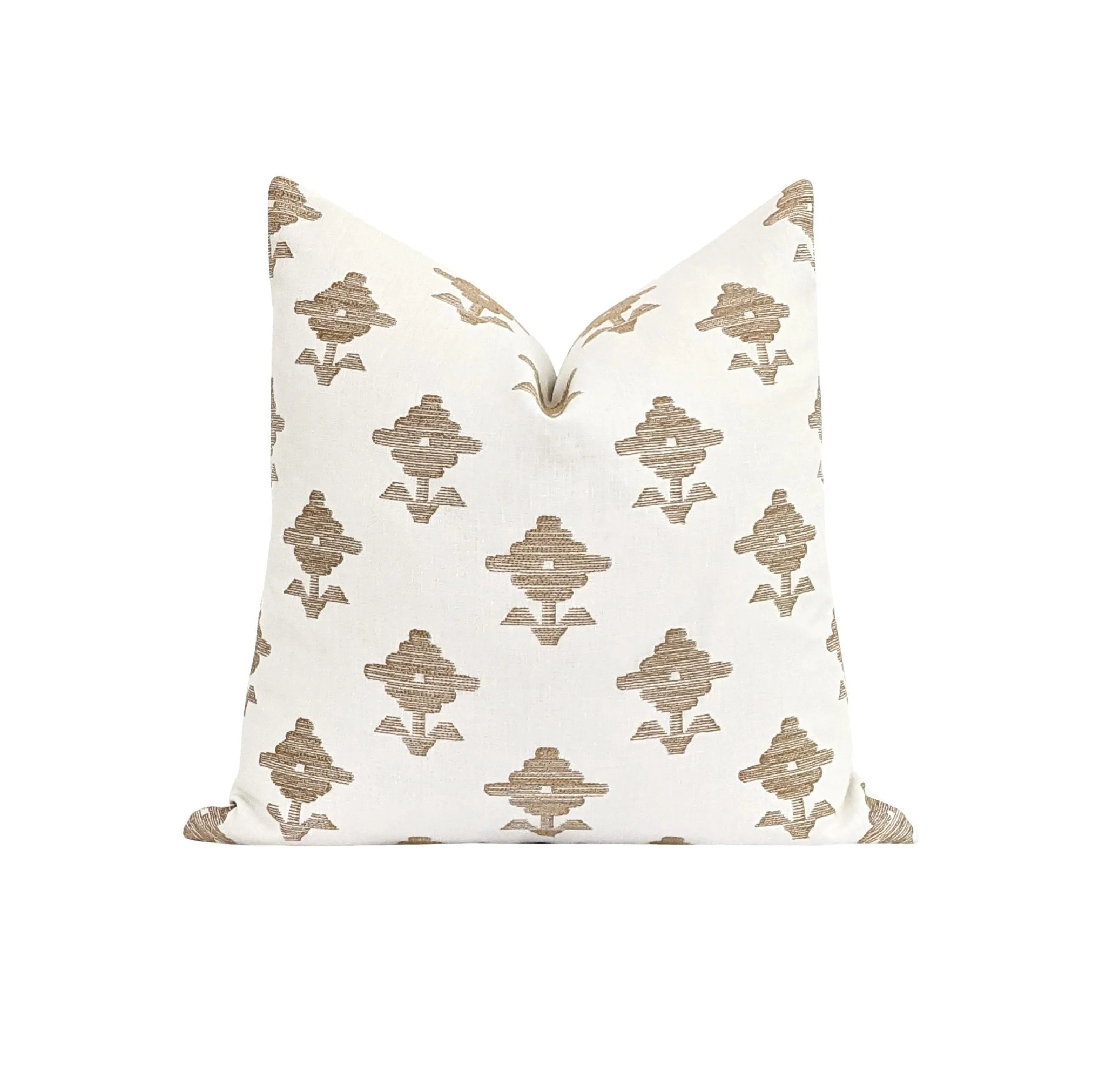 Rubia Embroidery Ivory Floral Throw Pillow | Land of Pillows