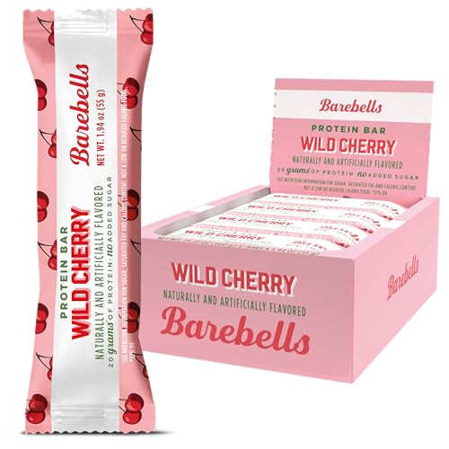 Barebells Protein Bars Wild Cherry - 12 Count, 1.94 oz Bars - Snacks with 20g of High Protein - Chocolate Nutrition Bar with 1g of Total Sugars - On The Go Snack & Breakfast Bars | Amazon (US)