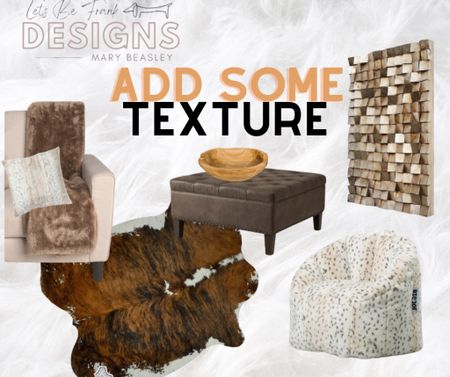 Add leather, faux fur, wood, and cowhide to create texture in a room 

#LTKstyletip #LTKhome #LTKsalealert