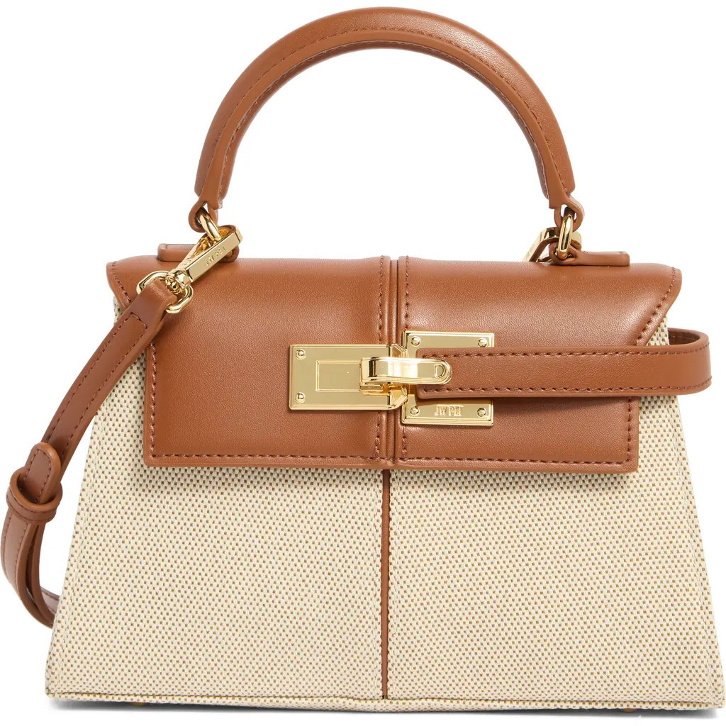 JW PEI Elise Canvas & Faux Leather Top Handle Bag in Brown at Nordstrom | Nordstrom