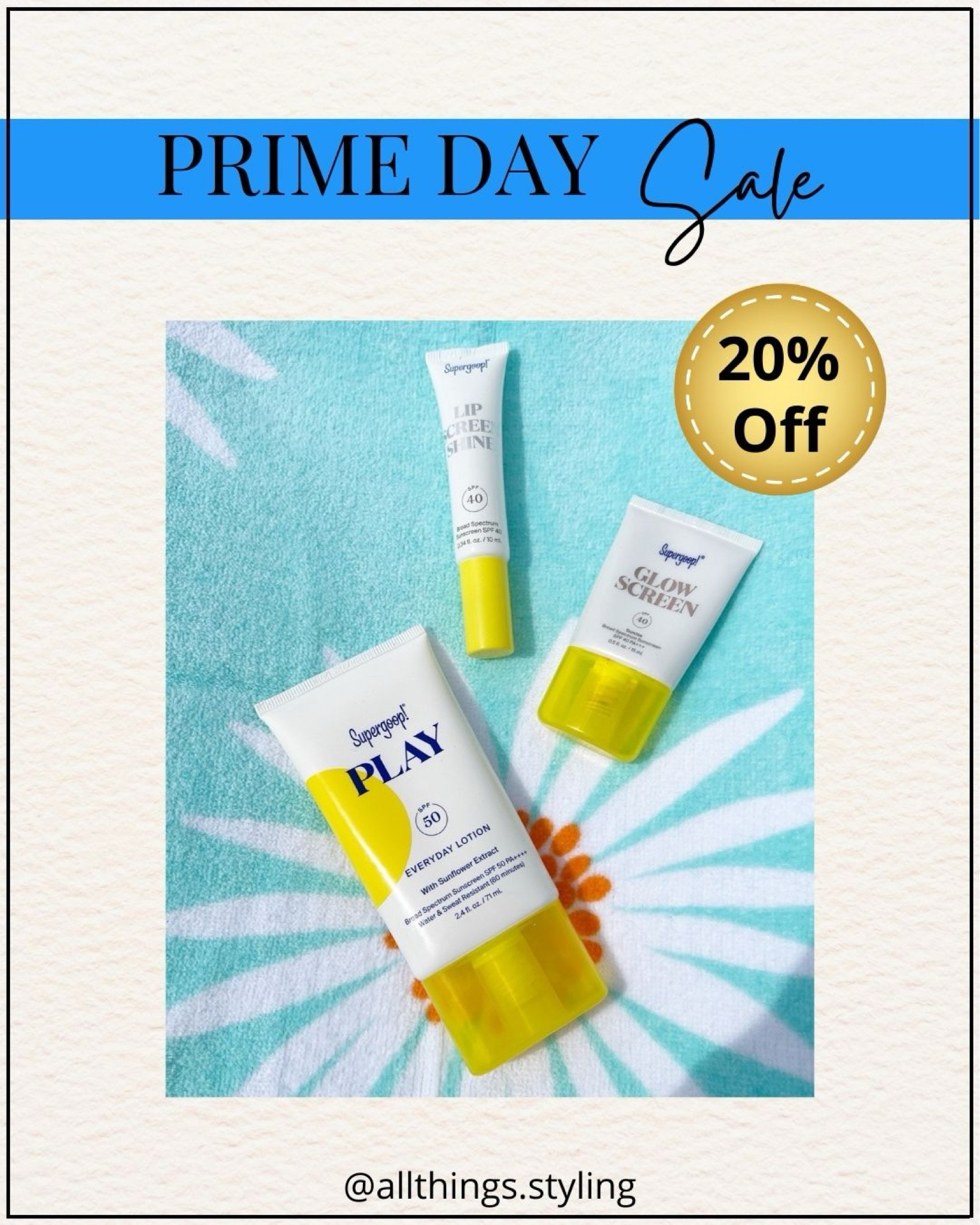 My SUPERGOOP Sunscreen favorites are 20% Off during AMAZON Prime Day ☀️

Amazon Sale, Amazon Prime Day deals, Amazon Supergoop Sale, Supergoop SPF, Vacation sunscreen #LTKTravel #LTKOver40

#LTKSaleAlert #LTKBeauty #LTKSwim