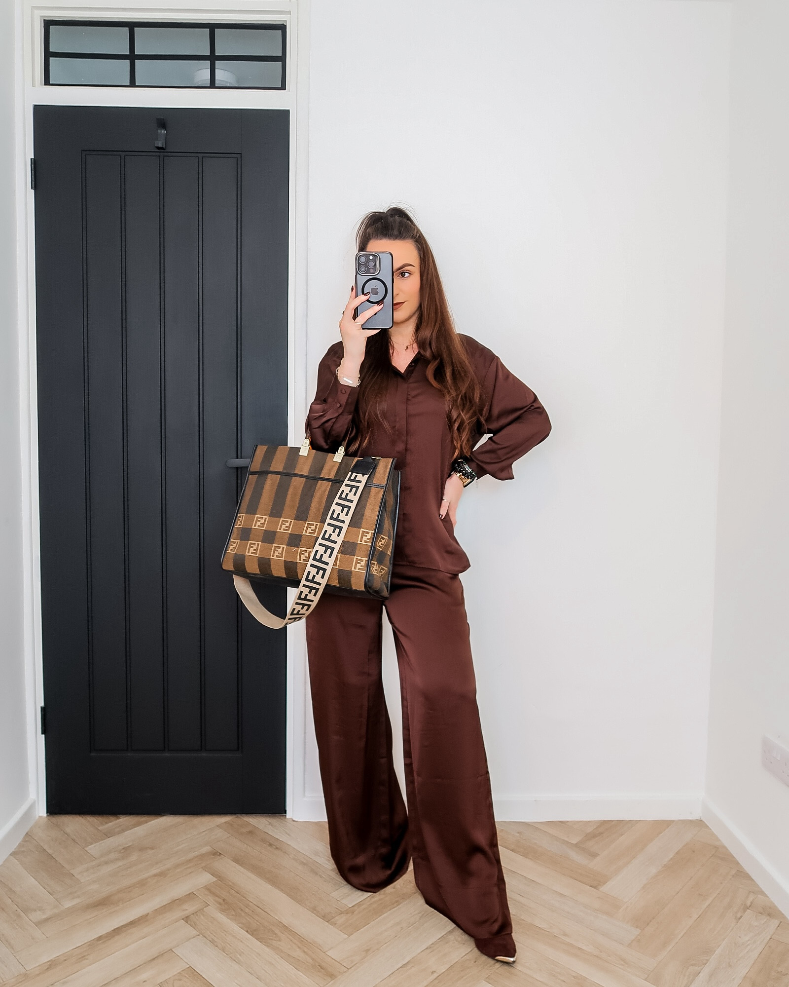 autumn outfit inspo, tonal dressing, houndstooth coat outfit, chocolate satin set, French Connection fashion, chic autumn style, fall fashion looks, neutral outfits, UK fashion influencer, autumn co-ord 

#LTKdatenight #LTKautumn #LTKuk