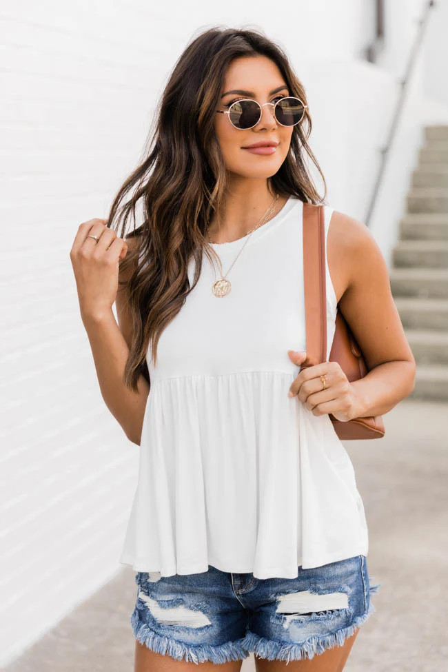 Hometown History Peplum White Tank | The Pink Lily Boutique