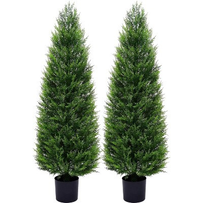 2 Pack 5FT Artificial Cedar Topiary Trees with Full Realistic Leaves, Faux Plants for Home Front Door Porch Patio Garden | Target