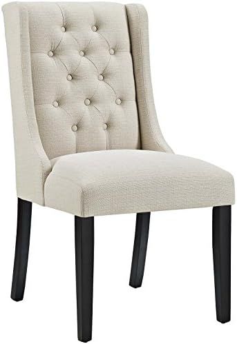 Modway Baronet Modern Tufted Upholstered Fabric Parsons Kitchen and Dining Room Chair in Beige | Amazon (US)