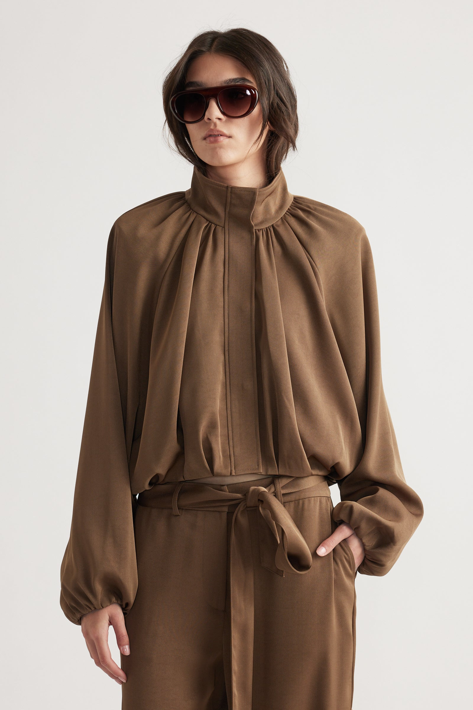 Stella Satin Bubble Jacket - Bronze | DECJUBA
