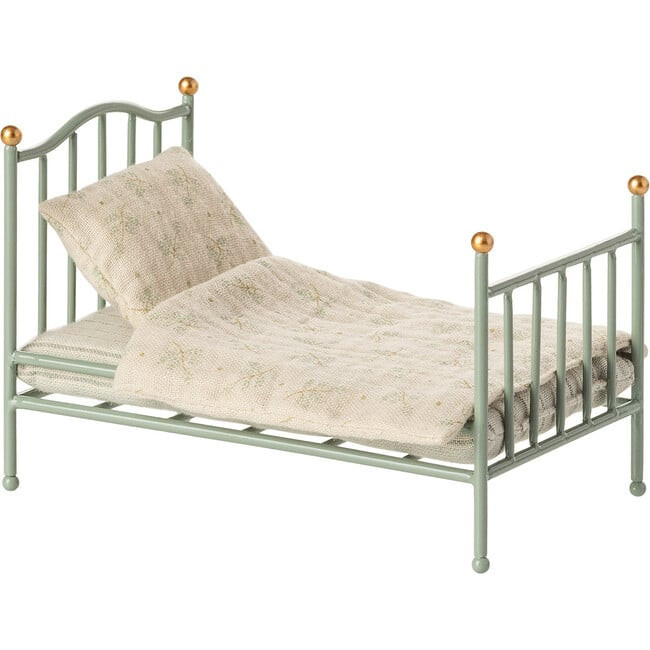 Maileg | Vintage single bed, Mouse - Mint (Green) | Maisonette | Maisonette