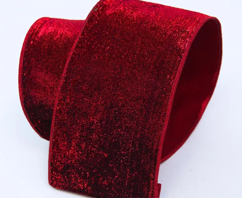 Red Lame Velvet Ribbon 4 Inch X 10 Yards - Etsy | Etsy (US)