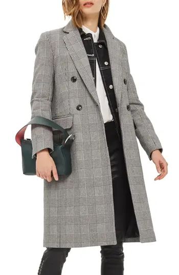 Women's Topshop Double Breasted Coat, Size 2 US (fits like 0) - Grey | Nordstrom