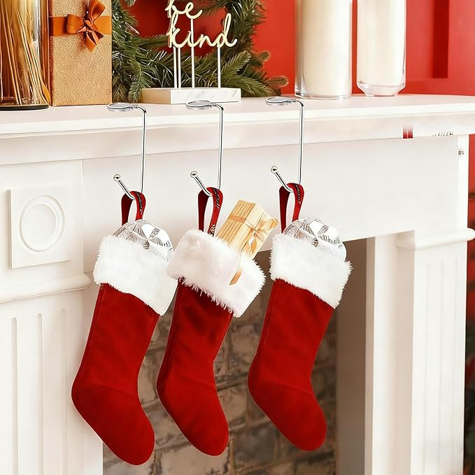 Christmas Mantle Stocking Holders Set of 3-Upgrade Non-Slip Fireplace Hangers,Lightweight Metal H... | Amazon (US)