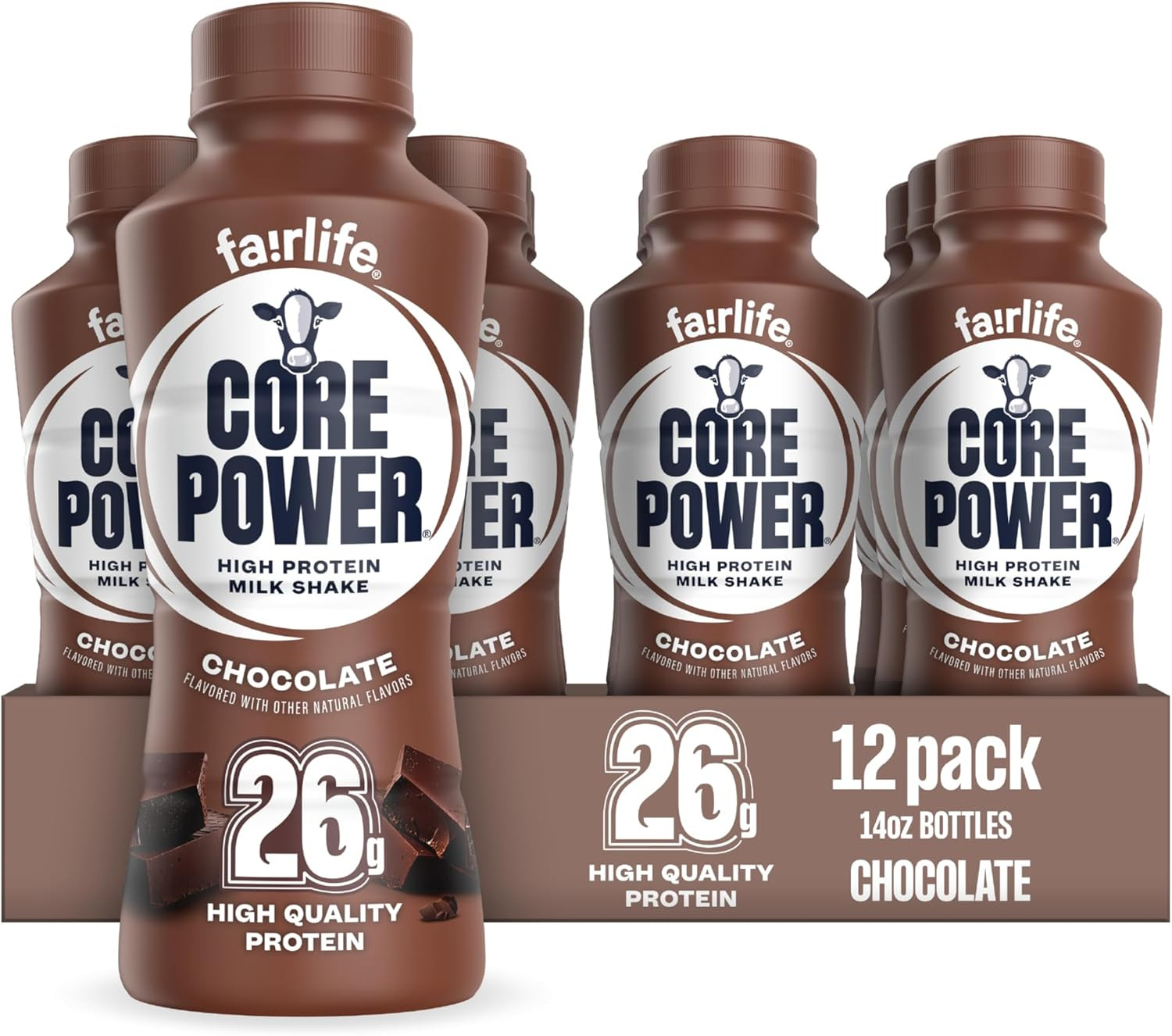 Core Power Fairlife 26g Protein Milk Shakes, Ready To Drink for Workout Recovery, Chocolate, 14 Fl Oz (Pack of 12) | Amazon (US)