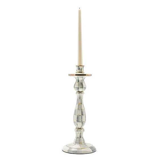 Sterling Check Enamel Candlestick - Large | MacKenzie-Childs