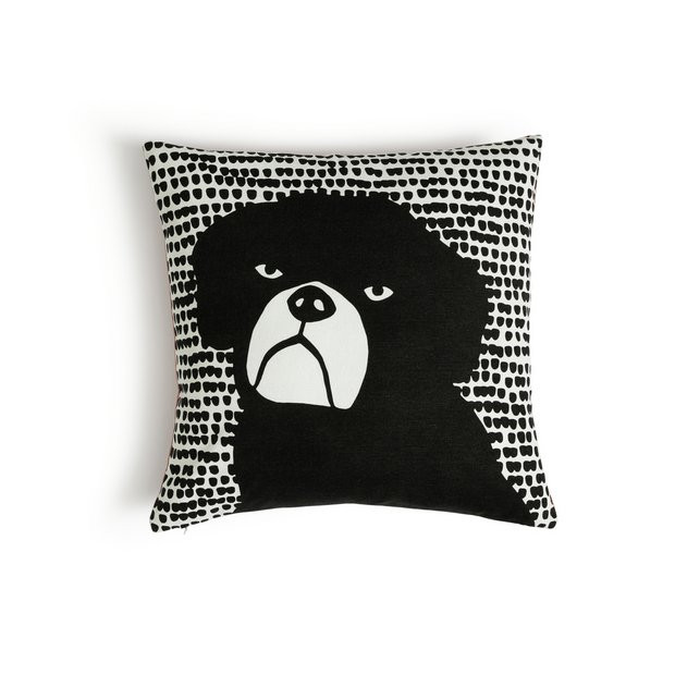 Habitat Willis Dog Print Cushion - Black & White - 43x43cm933/3084 | argos.co.uk