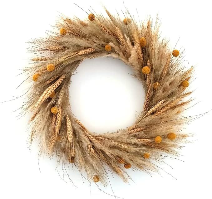 Rustic Dried Nature Flower Big Herb Wreath 18’’, Wall Hanging Decoration, Natural Pampas Gras... | Amazon (US)