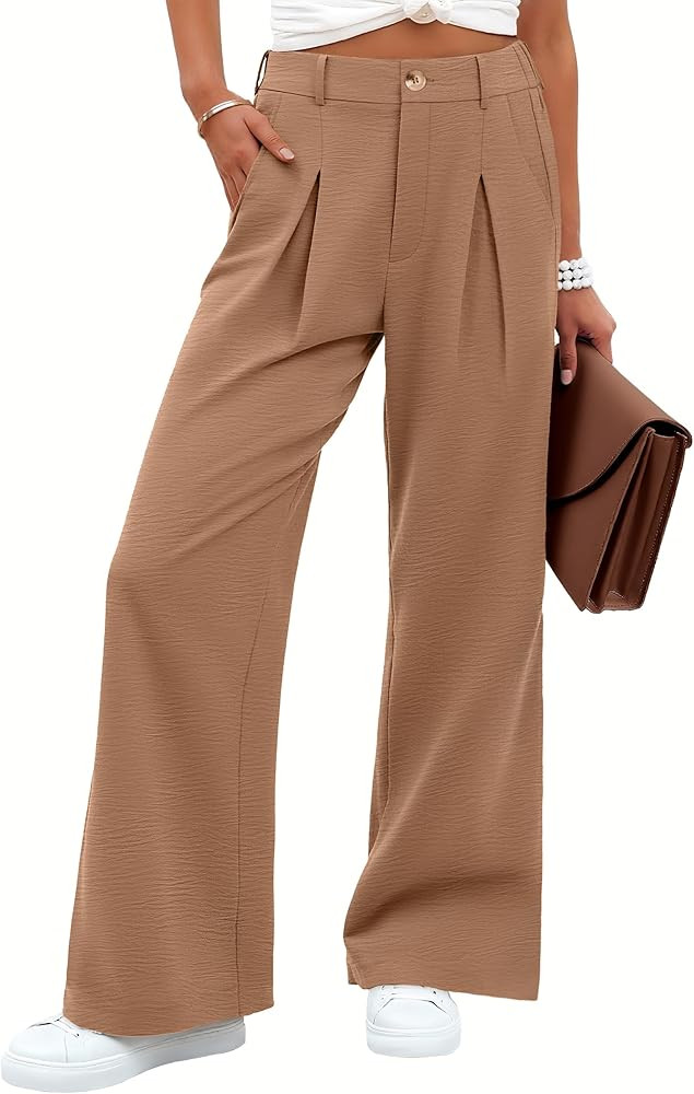 ANRABESS Women Wide Leg Dress Pants Lightweight High Waisted Business Casual Trousers Dressy Offi... | Amazon (US)