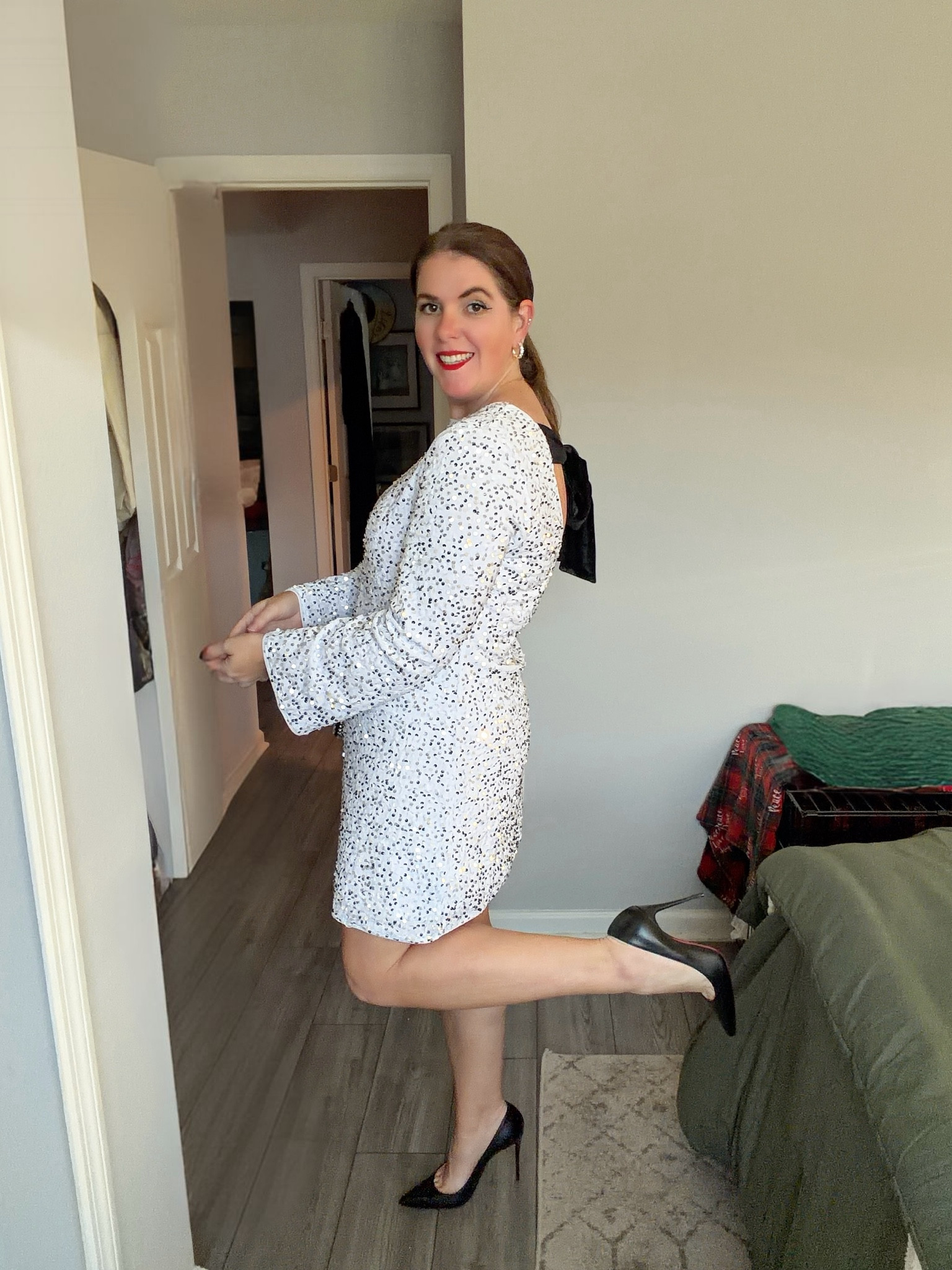 Tried to show the bow in the back, but I couldn’t get it! Dress is a 10/10 and if you are a 2026 bride, definitely check it out! The dress is under $40 and runs TTS (I’m in a medium)! 

#LTKSeasonal #LTKMidsize