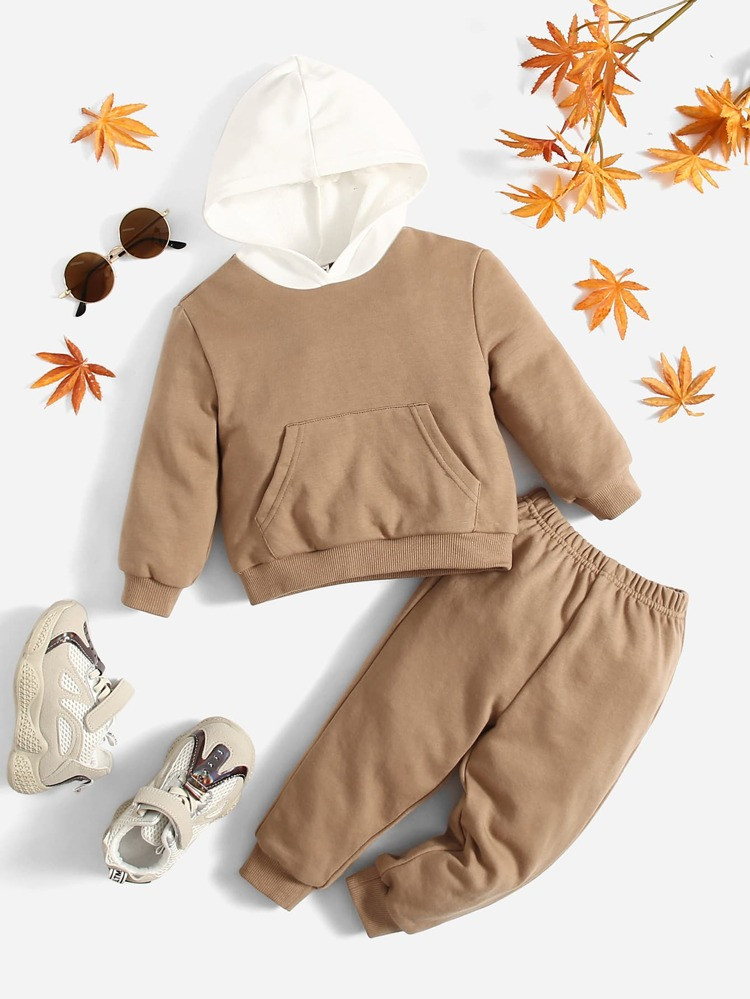 SHEIN Baby Kangaroo Pocket Hoodie & Sweatpants | SHEIN