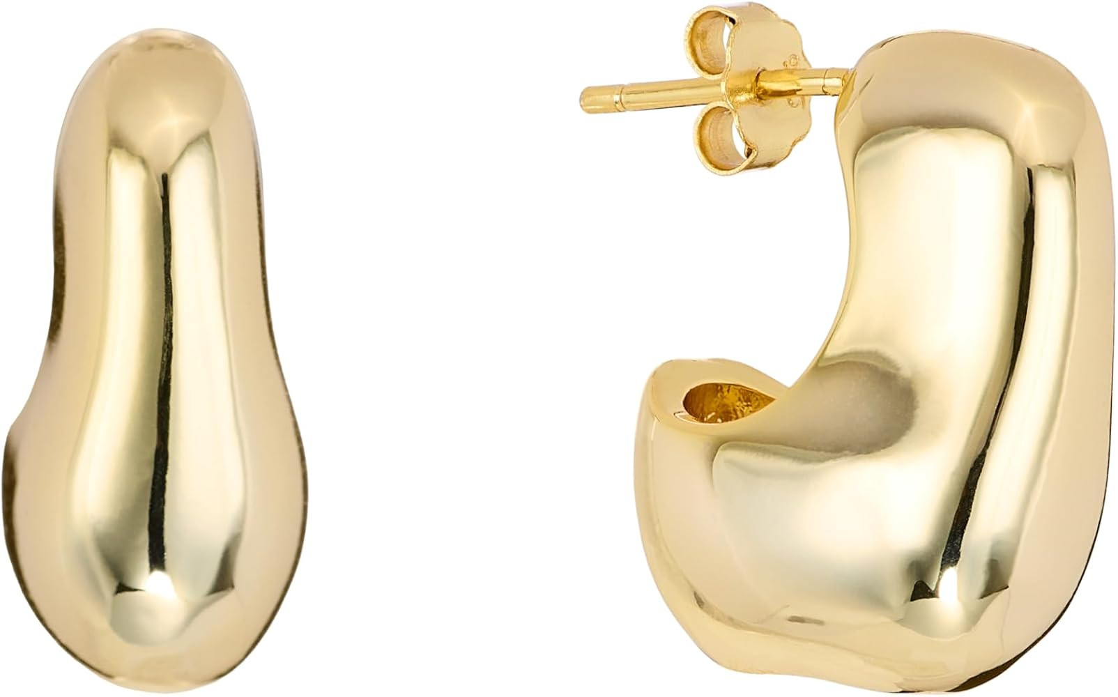 Amazon Essentials 14K Gold Over Brass 20mm Puff J Hoop Earrings | Amazon (US)