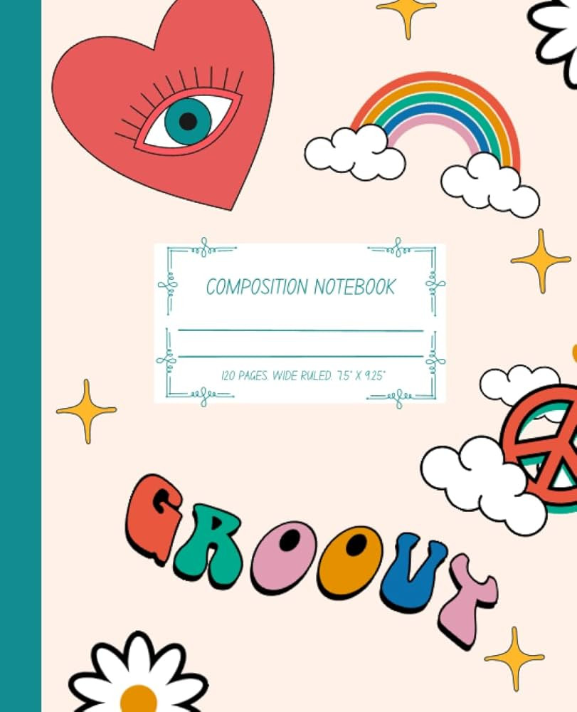 Retro Peace Sign Wide Ruled Journal (120 Pages): Express Yourself with this Vibrant and Groovy Co... | Amazon (US)