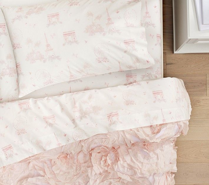 Monique Lhuillier Paris Toile Organic Sheet Set & Pillowcases | Pottery Barn Kids