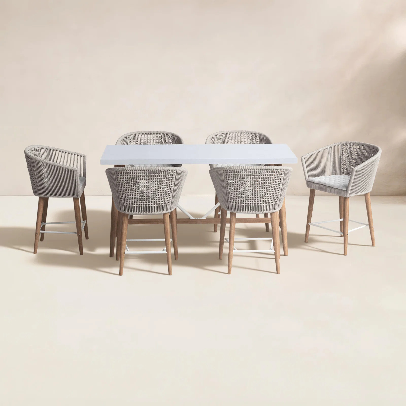 Boyd 6-Person Eucalyptus Bar-Height Patio Dining Set | Birch Lane