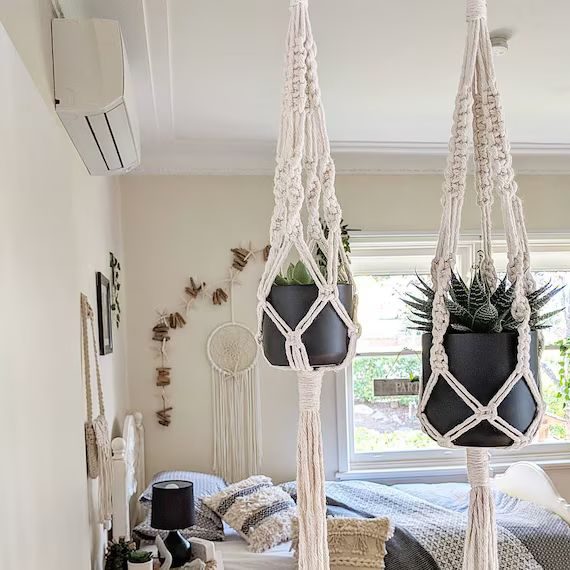 Macrame Plant Hangers - Small, Large, Duo, Double or Trio / Plant Hangers | Etsy (US)