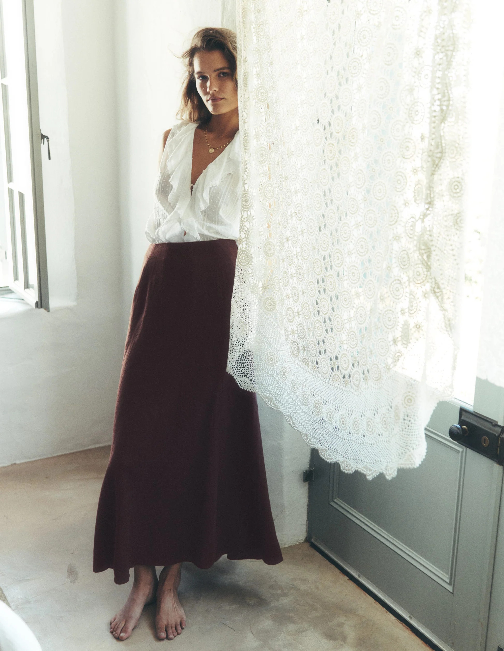 Miriam Linen Maxi Skirt-Bitter Chocolate | Boden (US)