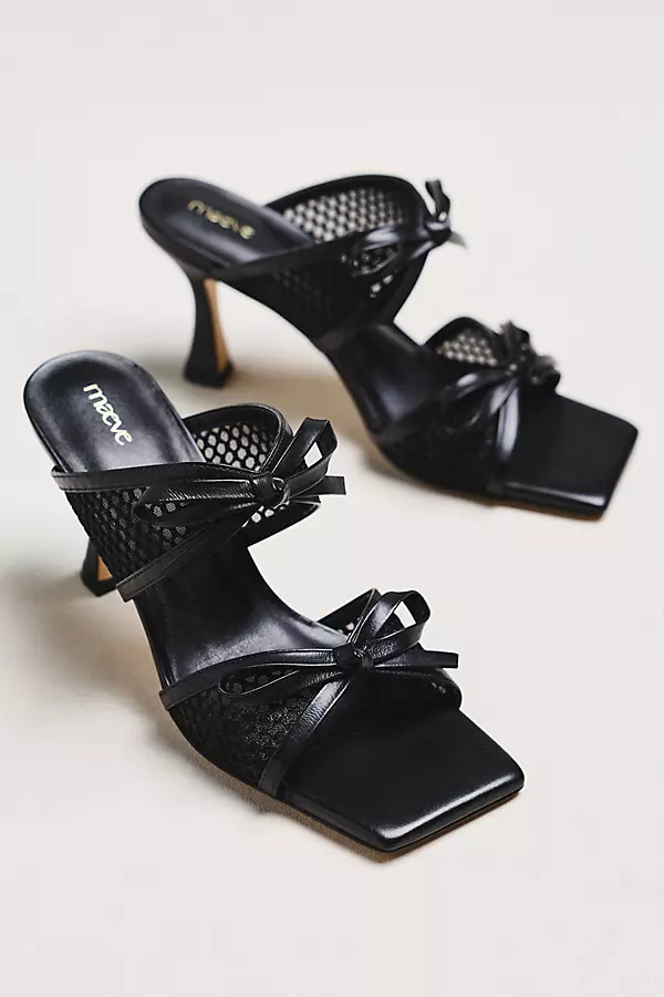 Mesh Double-Bow Open-Toe Heels | Anthropologie (US)