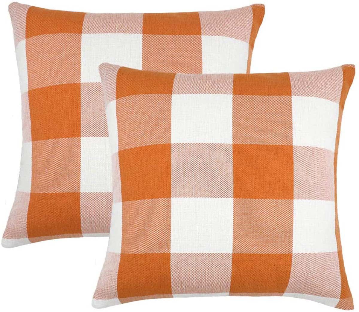 Fall Pillow Covers Farmhouse Buffalo Check Plaid Throw Pillow Covers Cushion Case Polyester Linen... | Walmart (US)