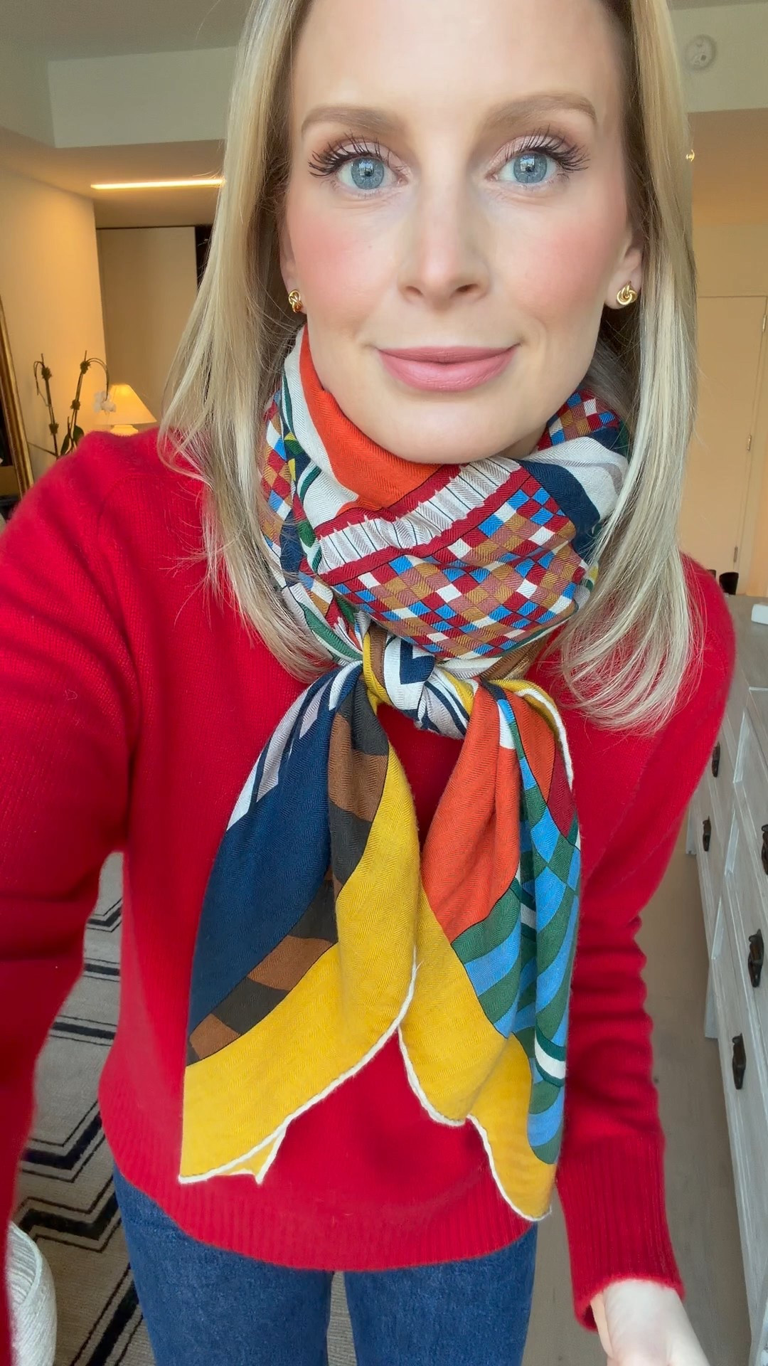 Love this new sweater I just got in the mail! The perfect shade of red and so cozy. I’m in the XS! The scarf is old HERMES. 

#LTKootd