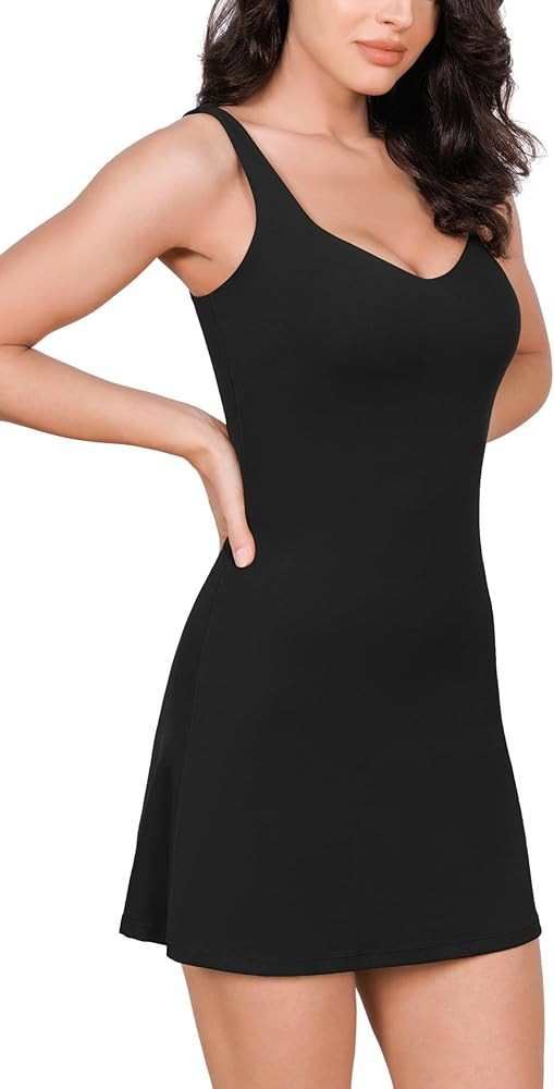 ODODOS Women's Cloud Feeling Tank Dress with Separate Shorts and Built in Bra U Back Mini Tennis ... | Amazon (US)
