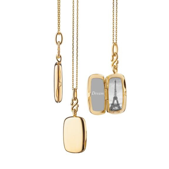 "Britt" 18K Gold Rectangle Locket | Monica Rich Kosann | Monica Rich Kosann