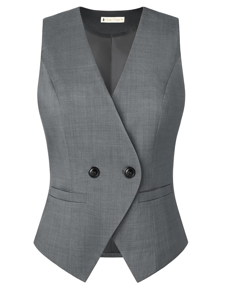 Belle Poque Waistcoat Women Vintage Sleeveless V-Neck Button Down Handkerchief Hem Vest Coat with... | Amazon (UK)