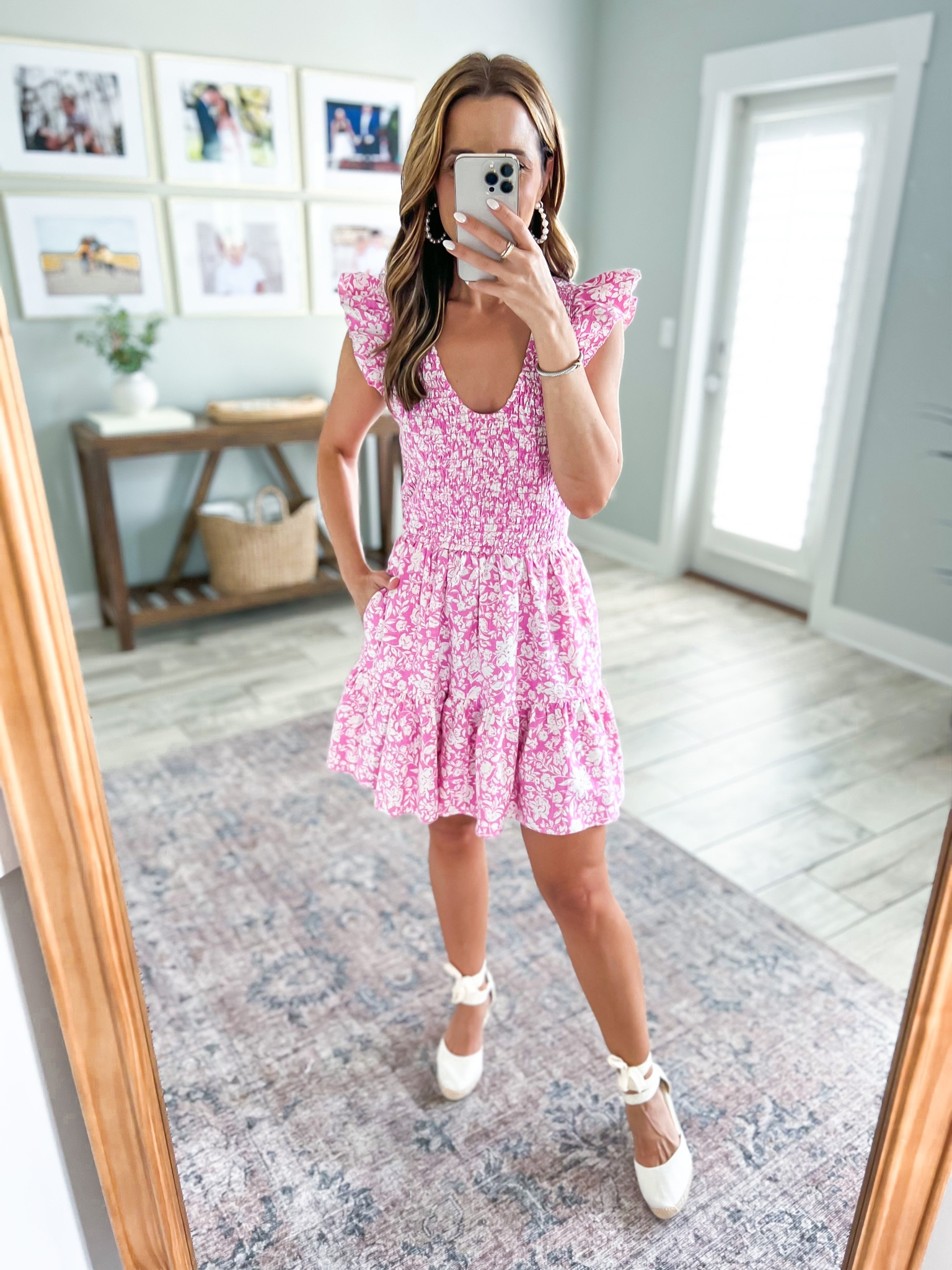 Target Easter dress (XS). Baby shower dress. Wedding shower dress. Spring outfit. Spring dress. Amazon tie-up espadrilles (TTS). 

*Dress runs a little long/big in the torso on me, just an FYI if you are on the shorter side. 

#LTKwedding #LTKunder50 #LTKshoecrush