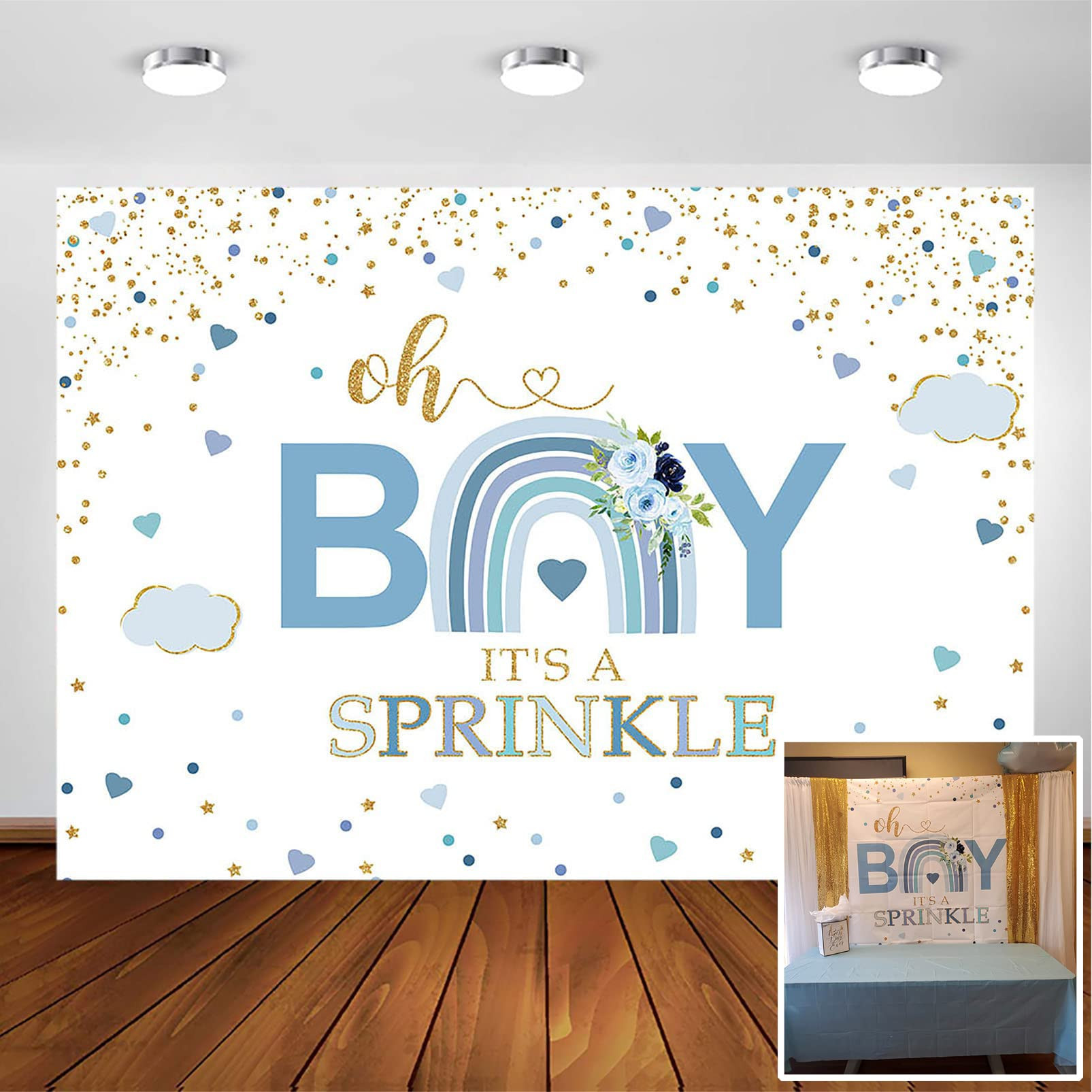 Avezano Blue Rainbow Baby Shower Backdrop for Boy Rainbow Baby Sprinkle Decorations Photography B... | Amazon (US)