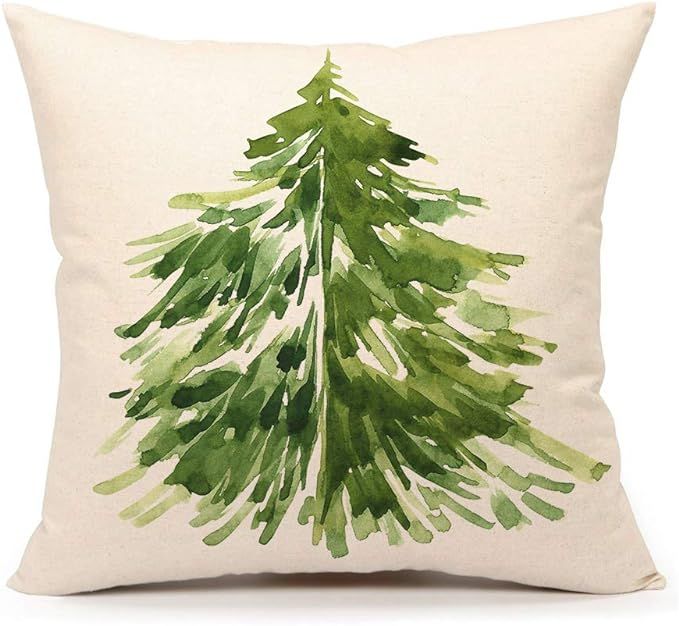 4TH Emotion Watercolor Christmas Tree Throw Pillow Cover Cushion Case for Sofa Couch 18" x 18" In... | Amazon (US)