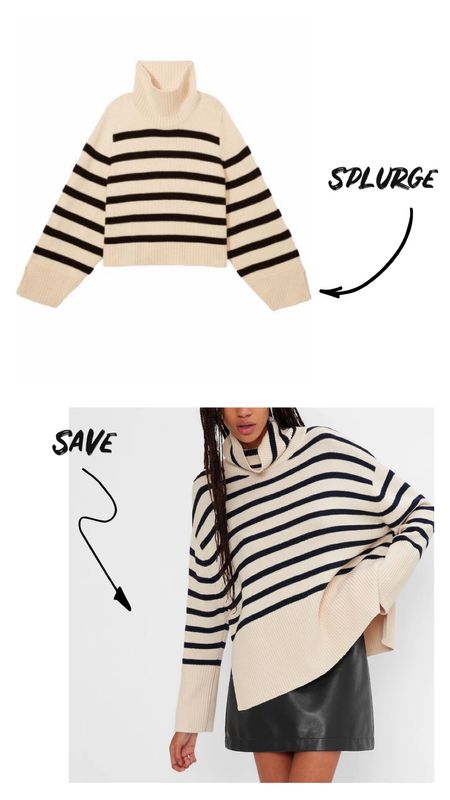 Splurge vs save 〰️ oversized striped turtleneck sweater (Khaite dupe) 

#LTKunder100 #LTKSeasonal #LTKstyletip