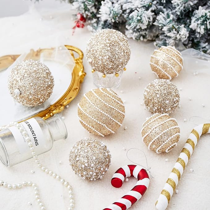 ChrisWish Champagne Christmas Ball Ornaments, Christmas Ball Decorations Shatterproof Plastic Han... | Amazon (US)