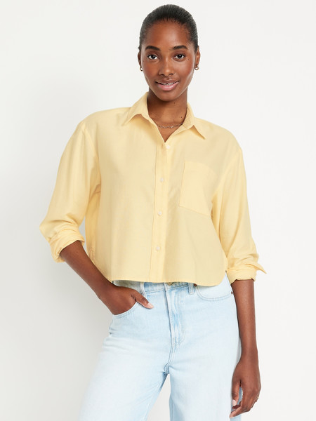 Button-Down Oxford Crop Shirt | Old Navy (US)