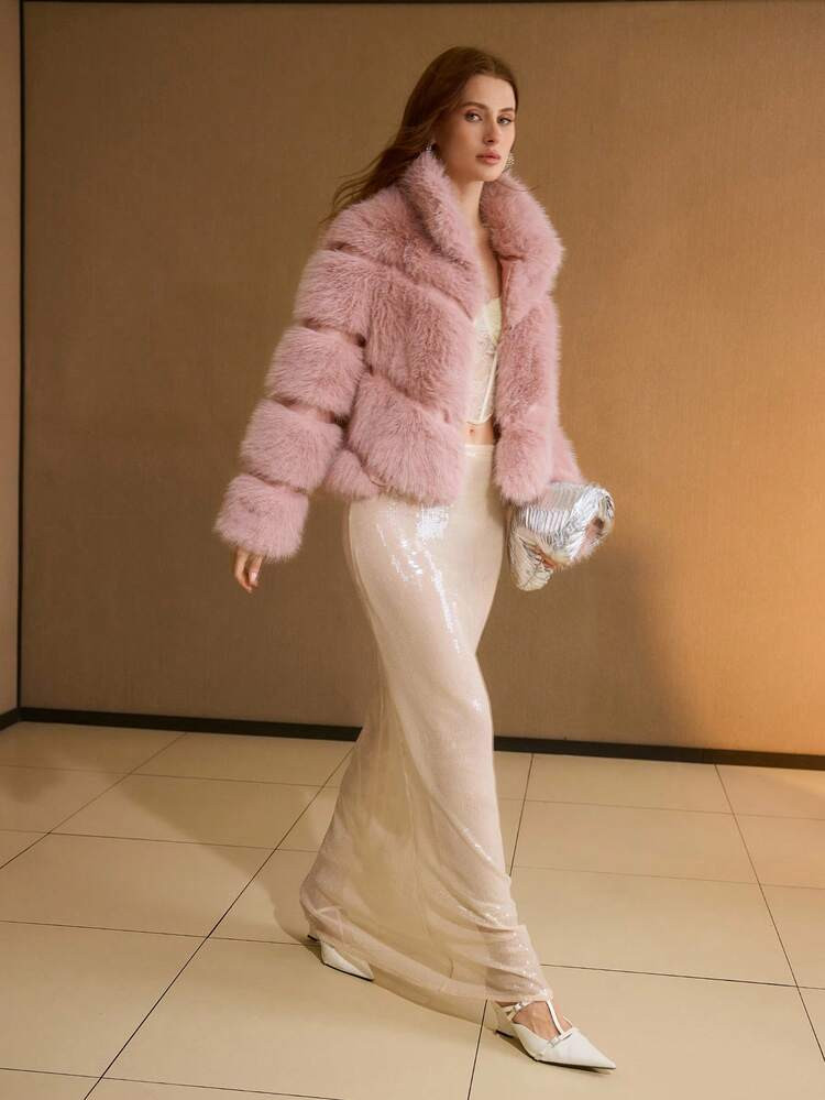 MOTF PREMIUM FUZZY FAUX FUR COAT | SHEIN