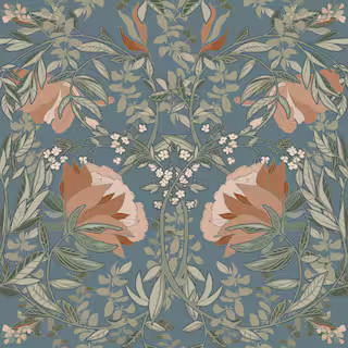 ESTA Home Ester Blue Nouveau Blooms Wallpaper DD139643 - The Home Depot | The Home Depot