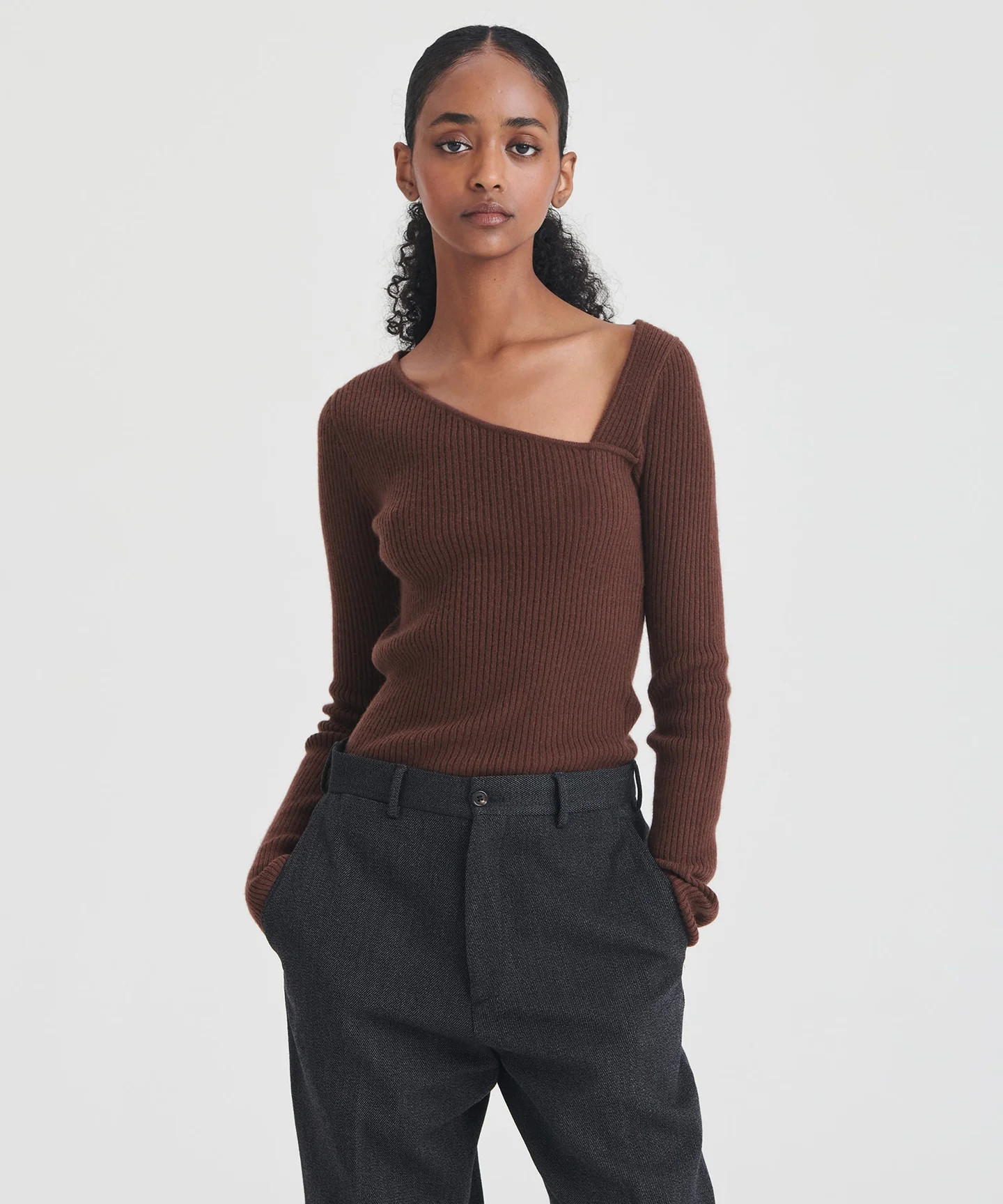 Signature Cashmere Fitted Asymmetrical Sweater | NAADAM
