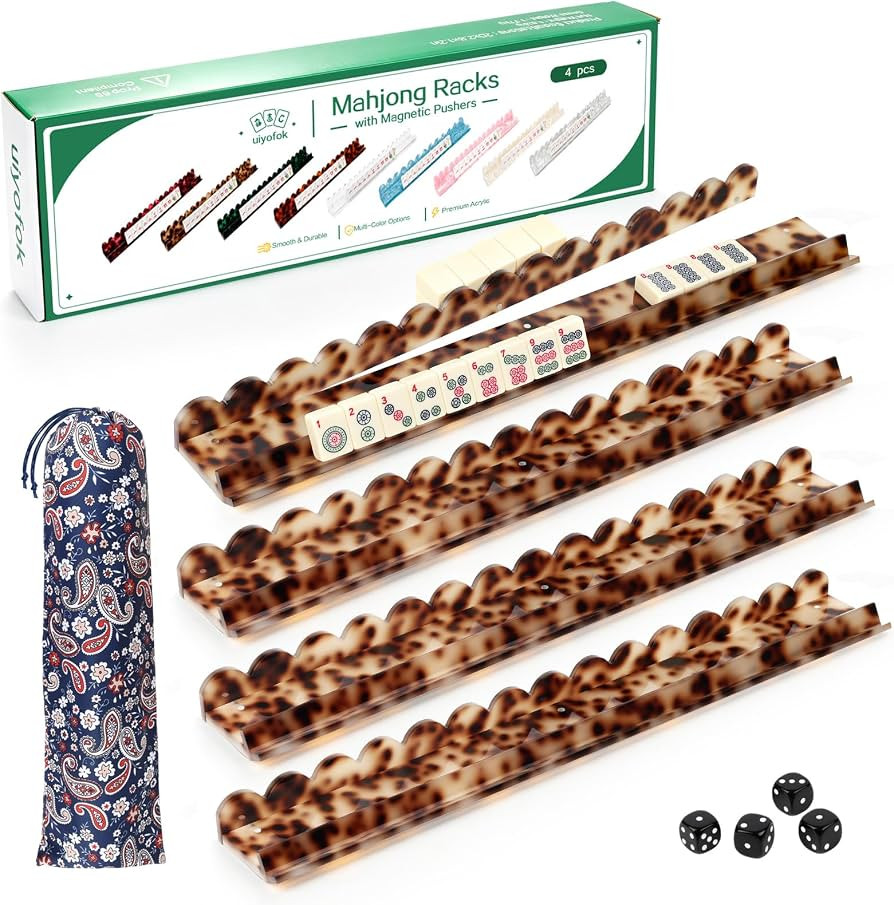 Mahjong Racks with Magnetic Pushers, Set of 4, 20 Inch Amber Tortoise Premium Thickened Acrylic S... | Amazon (US)