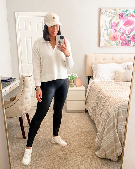 For a comfy travel outfit, I styled this collared sweater with faux leather leggings and sneakers!

- Collared Sweater: Size Medium 
- Faux Leather Leggings: Size Medium 
- White Sneakers: Size 8


#LTKfindsunder50 #LTKtravel #LTKstyletip