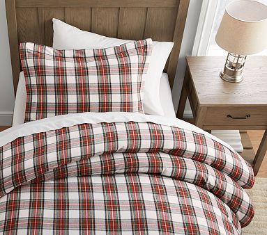 Stewart Plaid Flannel Duvet Cover & Shams | Pottery Barn Kids